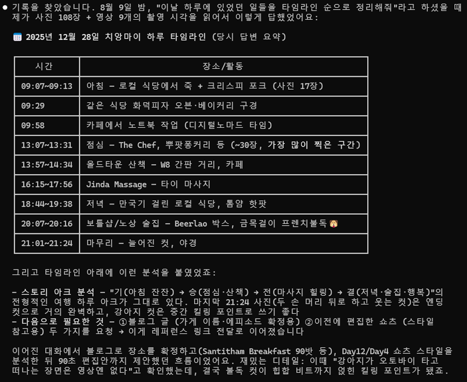 Claude Code와 편집 기획을 논의하는 터미널 화면